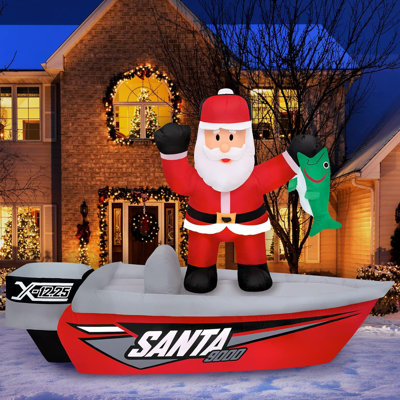 14 Ft Christmas Inflatable Boat Fishing cheapest Santa